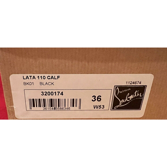 Christian Louboutin $745 Lata 110 Calf Black Spiked Wedges Red Bottoms Size 36 - Picture 9 of 9